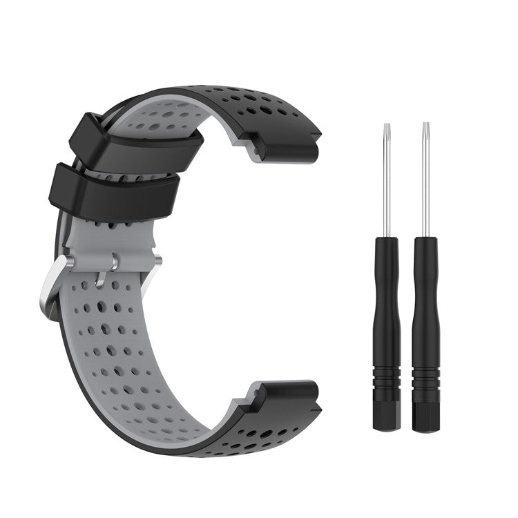Two Color Silicone Watch Strap Bracelet Wristband Replacement for Garmin Forerunner 735XT 620 630 220 230 235 - Black / Grey