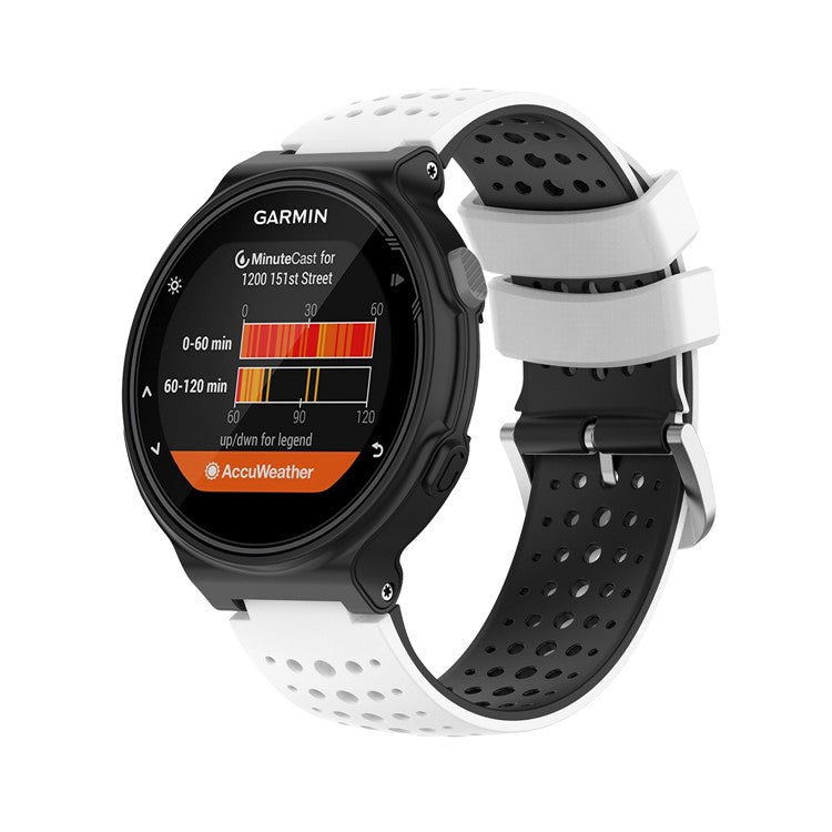 Two Color Silicone Watch Strap Bracelet Wristband Replacement for Garmin Forerunner 735XT 620 630 220 230 235 - White / Black