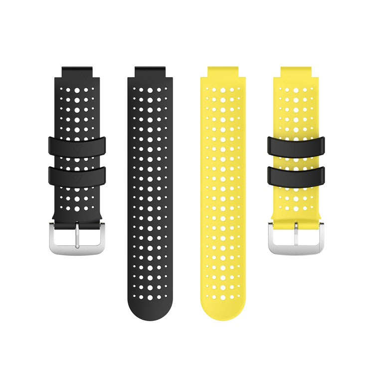 Two Color Silicone Watch Strap Bracelet Wristband Replacement for Garmin Forerunner 735XT 620 630 220 230 235 - Black / Yellow