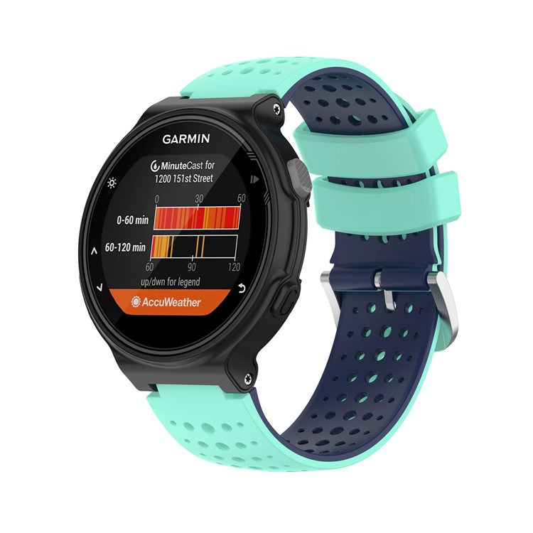 Two Color Silicone Watch Strap Bracelet Wristband Replacement for Garmin Forerunner 735XT 620 630 220 230 235 - Cyan / Dark Blue