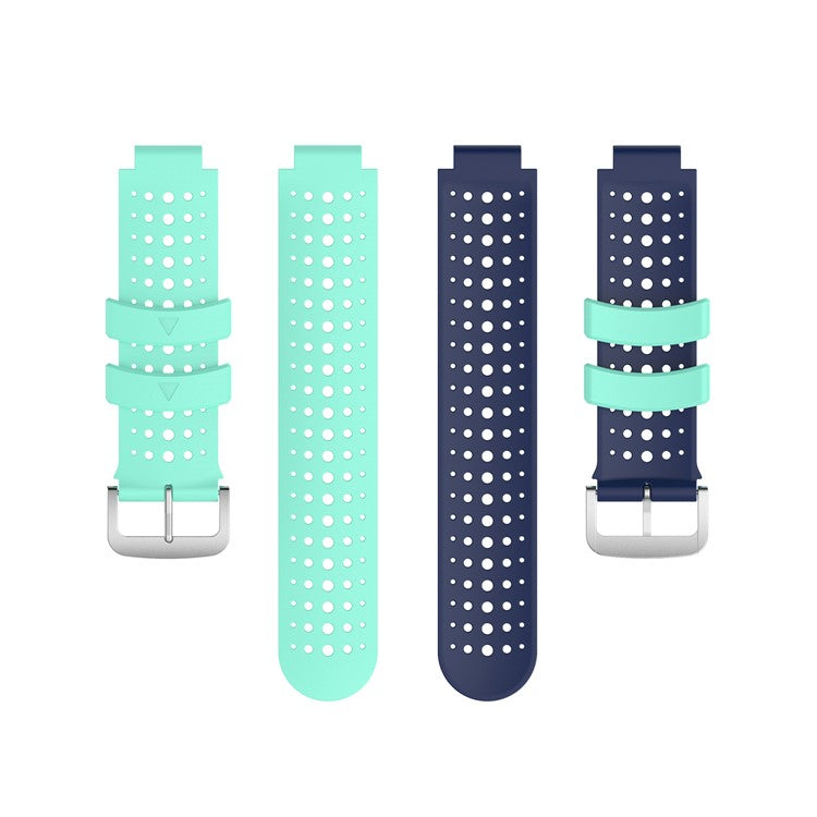 Two Color Silicone Watch Strap Bracelet Wristband Replacement for Garmin Forerunner 735XT 620 630 220 230 235 - Cyan / Dark Blue