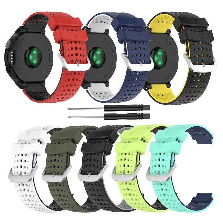Two Color Silicone Watch Strap Bracelet Wristband Replacement for Garmin Forerunner 735XT 620 630 220 230 235 - Cyan / Dark Blue