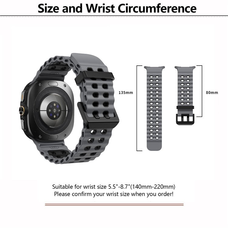 KALEBOL For Samsung Galaxy Watch Ultra 47mm Silicone Watch Band Dual Color Ocean Wrist Strap - Black+Orange