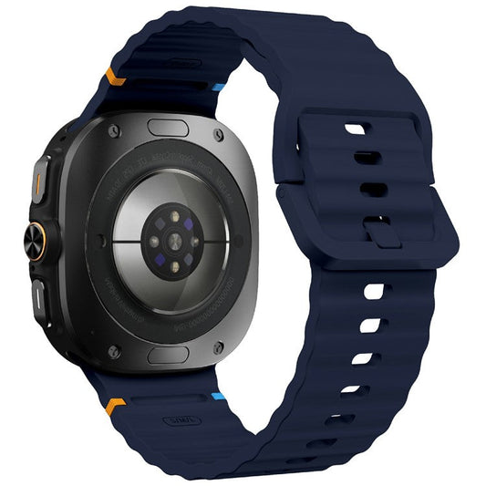 KALEBOL For Samsung Galaxy Watch Ultra 47mm Silicone Watch Band Wave Stitch Adjustable  Strap - Midnight Blue