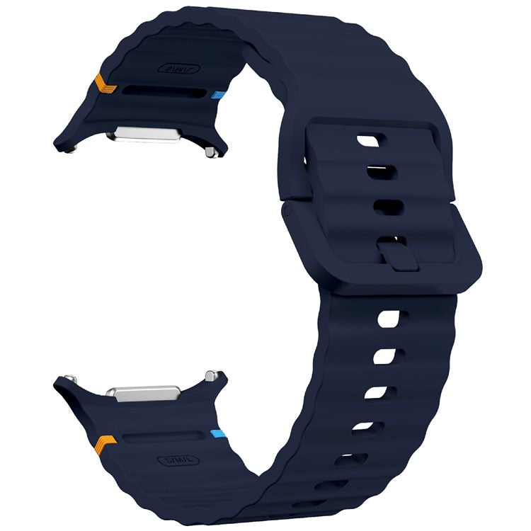 KALEBOL For Samsung Galaxy Watch Ultra 47mm Silicone Watch Band Wave Stitch Adjustable  Strap - Midnight Blue