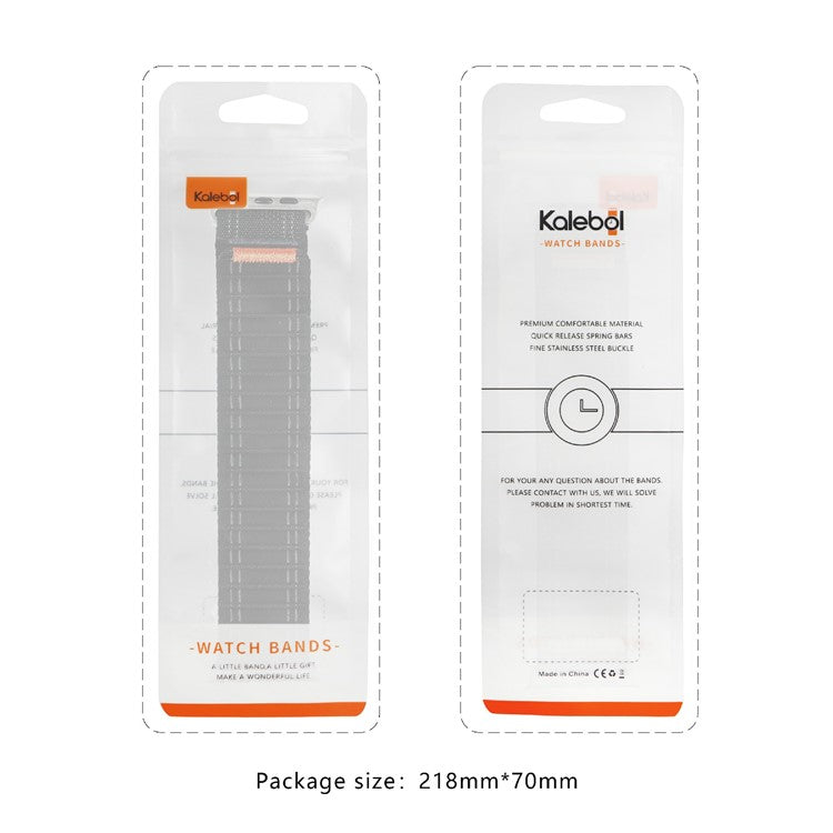 KALEBOL Nylon Watch Strap for Apple Watch Series 10 Ultra 9 8 7 SE 6 5 4 3 2 1 46mm 49mm 45mm 44mm 42mm Wave Texture Band - Grey