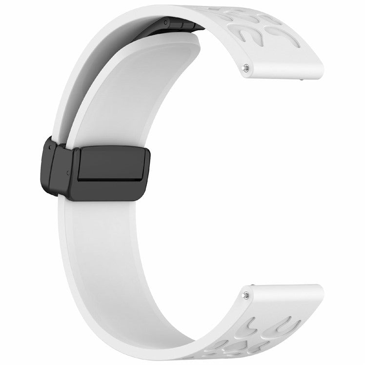 KALEBOL 20mm Magnetic Silicone Strap for Samsung Galaxy Watch6 Classic 47mm / 43mm / Huawei Watch GT 3 Pro 43mm Leopard Print Watch Band - White