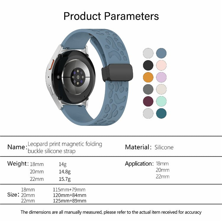KALEBOL 20mm Magnetic Silicone Strap for Samsung Galaxy Watch6 Classic 47mm / 43mm / Huawei Watch GT 3 Pro 43mm Leopard Print Watch Band - White