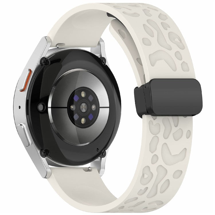 KALEBOL 18mm Magnetic Silicone Strap for Huawei Watch GT 5 41mm / GT 4 41mm / Garmin Venu 3S Leopard Print Watch Band - Starlight