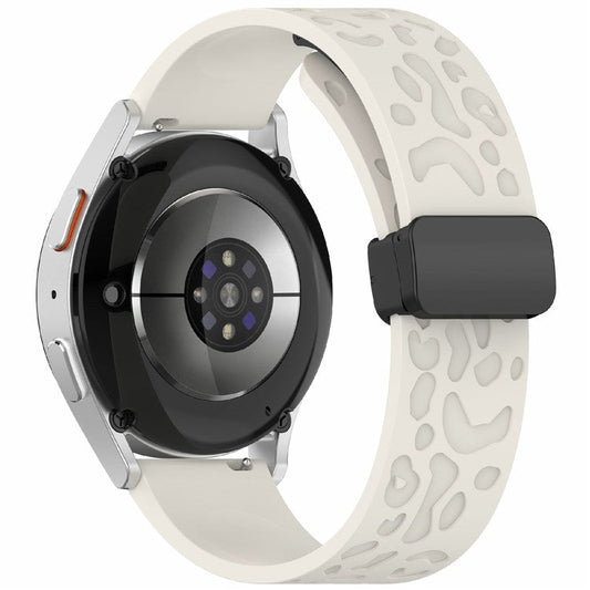 KALEBOL 18mm Magnetic Silicone Strap for Huawei Watch GT 5 41mm / GT 4 41mm / Garmin Venu 3S Leopard Print Watch Band - Starlight