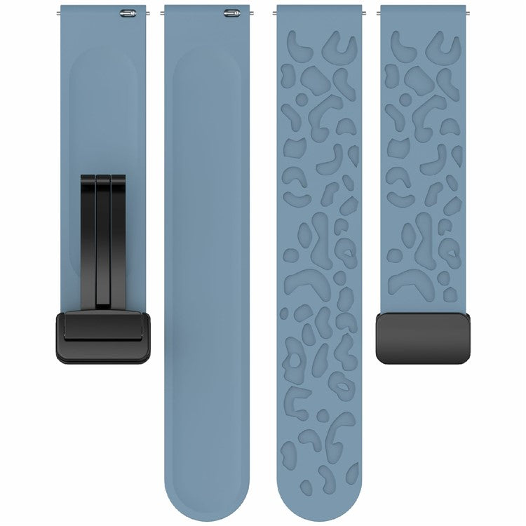 KALEBOL 18mm Magnetic Silicone Strap for Huawei Watch GT 5 41mm / GT 4 41mm / Garmin Venu 3S Leopard Print Watch Band - Starlight