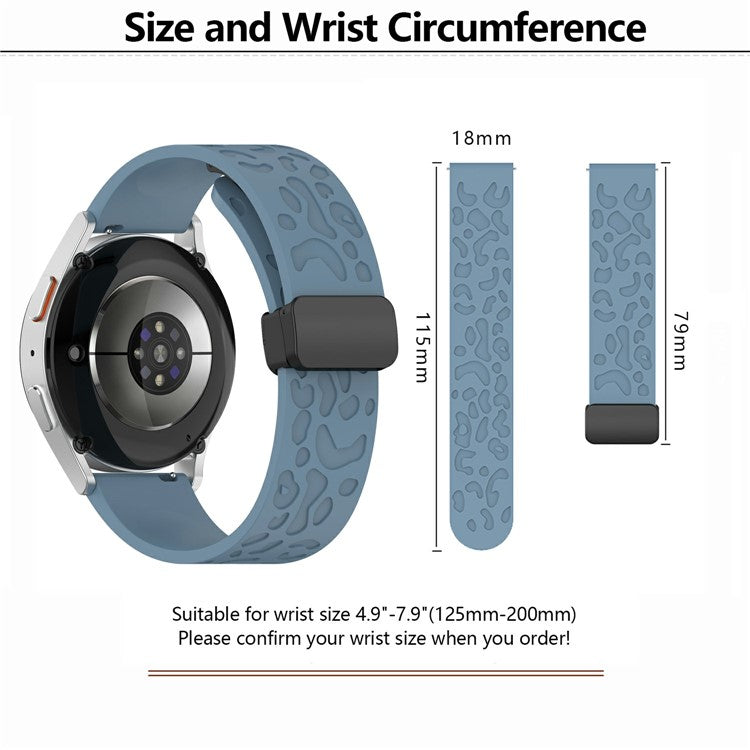 KALEBOL 18mm Magnetic Silicone Strap for Huawei Watch GT 5 41mm / GT 4 41mm / Garmin Venu 3S Leopard Print Watch Band - Starlight