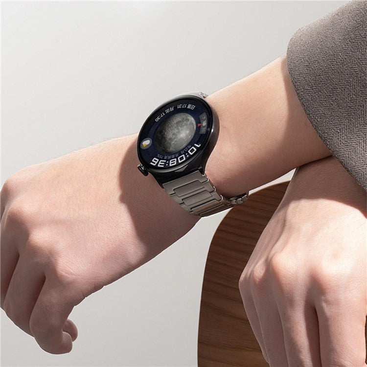 KALEBOL 22mm Watch Band For Samsung Galaxy Watch3 45mm / Huawei Watch GT 5 46mm Titanium Alloy Metal Strap - Silver