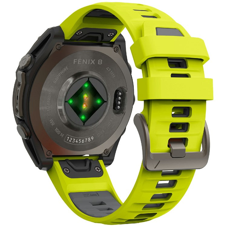 KALEBOL 26mm Dual Color Watch Strap for Garmin Fenix 7X Pro / 7X / 6X Pro / 6X Silicone Wrist Band - Lime+Grey