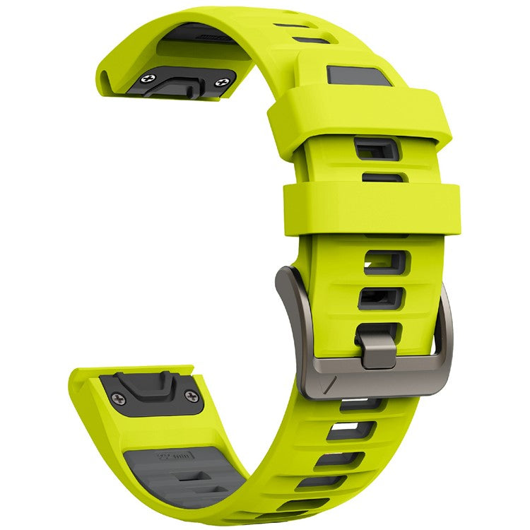 KALEBOL 26mm Dual Color Watch Strap for Garmin Fenix 7X Pro / 7X / 6X Pro / 6X Silicone Wrist Band - Lime+Grey