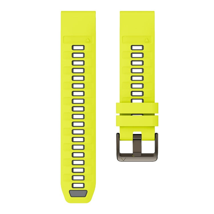KALEBOL 26mm Dual Color Watch Strap for Garmin Fenix 7X Pro / 7X / 6X Pro / 6X Silicone Wrist Band - Lime+Grey