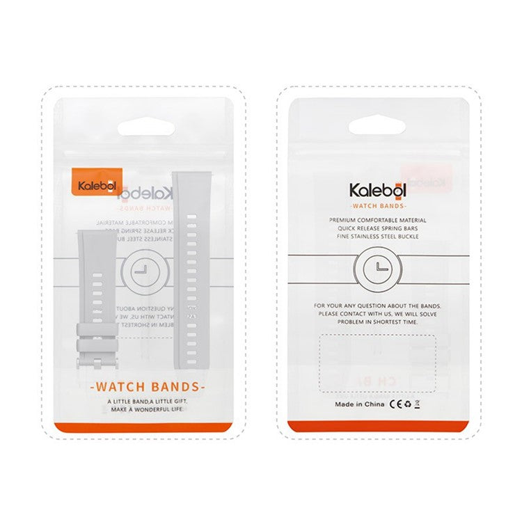 KALEBOL 22mm Silicone Watch Strap for Samsung Galaxy Watch3 45mm / Huawei Watch GT 5 46mm / GT 5 Pro 46mm Wrist Band - Light Grey