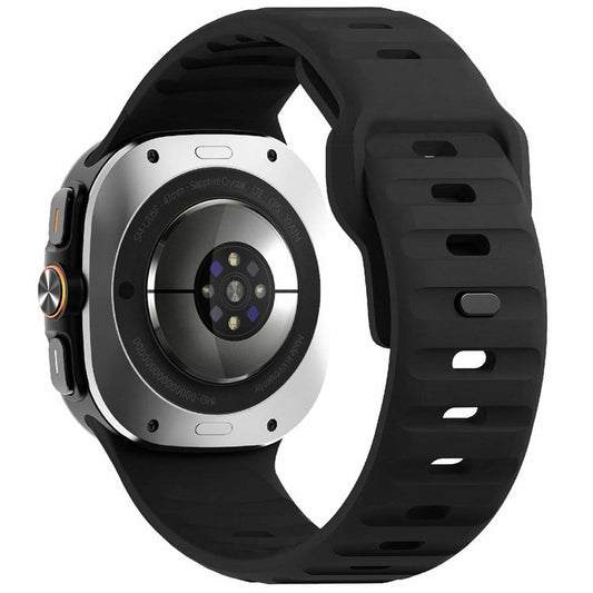 KALEBOL For Samsung Galaxy Watch Ultra 47mm Silicone Watch Band Wave Sport Wrist Strap - Black