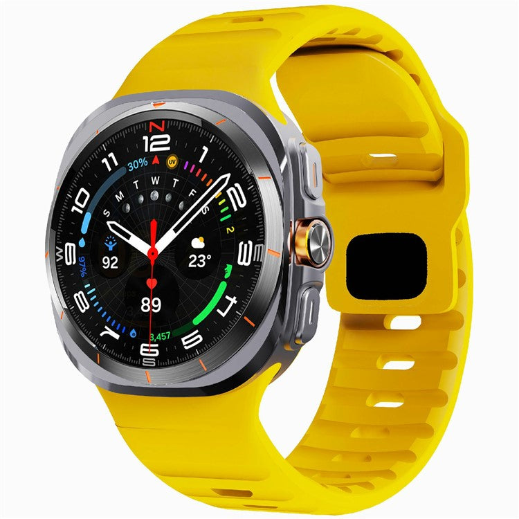 KALEBOL For Samsung Galaxy Watch Ultra 47mm Silicone Watch Band Wave Sport Wrist Strap - Yellow