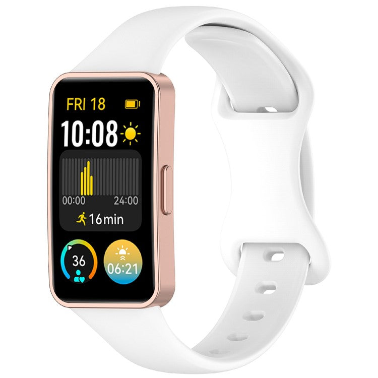 KALEBOL Silicone Watch Strap for Huawei Band 9 / 9 NFC / 8 / 8 NFC Tail Reverse Buckle Wrist Band - White