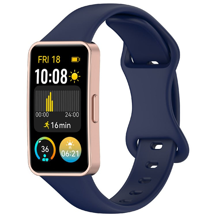 KALEBOL Silicone Watch Strap for Huawei Band 9 / 9 NFC / 8 / 8 NFC Tail Reverse Buckle Wrist Band - Navy Blue