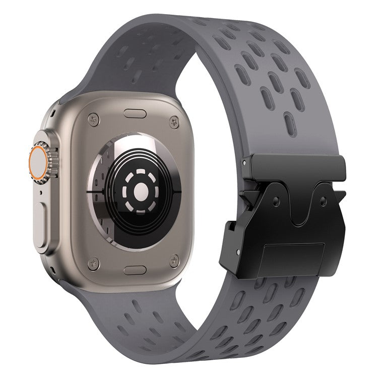 KALEBOL Watch Strap For Apple Watch Series 10 Ultra 9 8 7 SE 6 5 4 3 2 1 46mm 49mm 45mm 44mm 42mm Hollow Silicone Band with Black Buckle - Space Grey