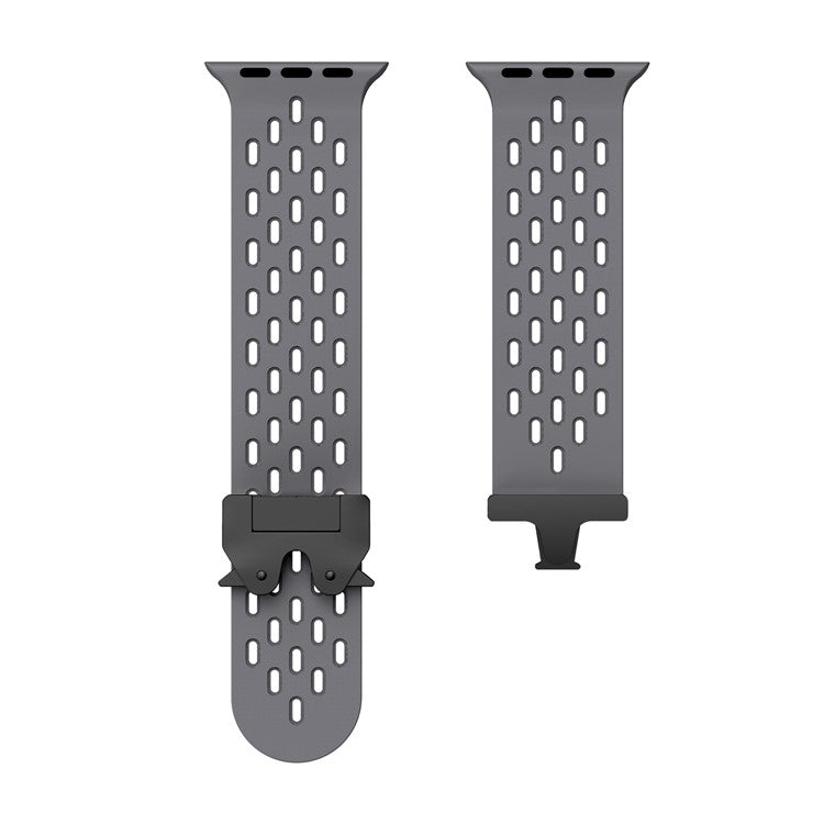 KALEBOL Watch Strap For Apple Watch Series 10 Ultra 9 8 7 SE 6 5 4 3 2 1 46mm 49mm 45mm 44mm 42mm Hollow Silicone Band with Black Buckle - Space Grey