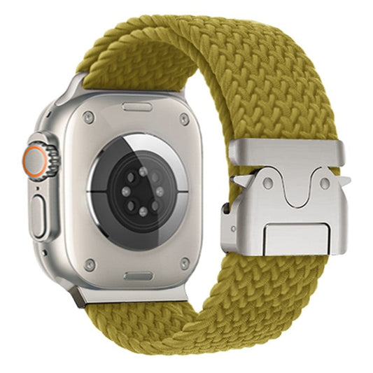 KALEBOL Nylon Braided Strap for Apple Watch Series 10 Ultra 9 8 7 SE 6 5 4 3 2 1 46mm 49mm 45mm 44mm 42mm Band with Parachute Buckle - Yellowgreen