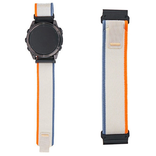 KALEBOL 22mm Watch Band For Garmin Fenix 7 / Fenix 7 Pro Magic Tape Nylon Loop Wrist Strap - White