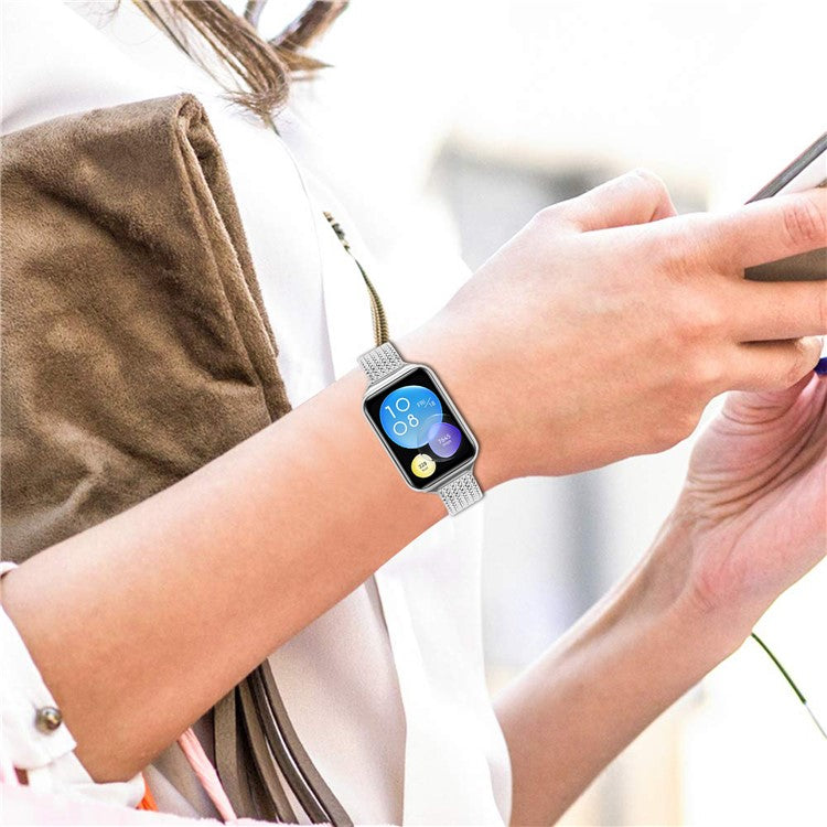 For Xiaomi Smart Band 8 Pro Watch Band Herringbone Milanese Stainless Steel Silver Wrist Strap