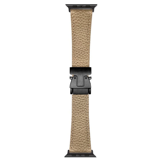 Genuine Cow Leather Strap for Apple Watch Series 10 Ultra 9 8 7 SE 6 5 4 3 2 1 46mm 49mm 45mm 44mm 42mm Magnetic Buckle Watch Band - Apricot