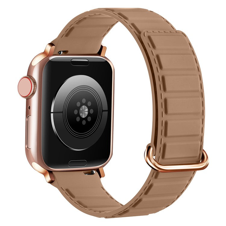 Silicone Strap for Apple Watch Series 10 Ultra 9 8 7 SE 6 5 4 3 2 1 46mm 49mm 45mm 44mm 42mm Magnetic Buckle Watch Band - Apricot