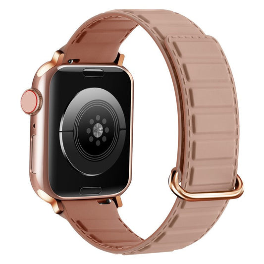 Silicone Strap for Apple Watch Series 10 Ultra 9 8 7 SE 6 5 4 3 2 1 46mm 49mm 45mm 44mm 42mm Magnetic Buckle Watch Band - Rose Grey+Oxford Pink