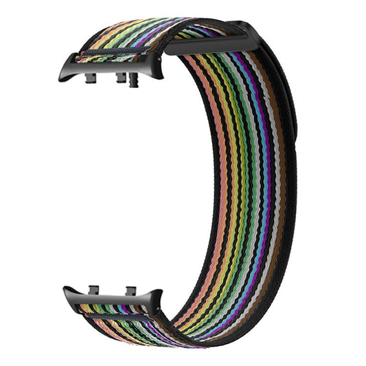 For Huawei Watch D2 Nylon Watch Strap Adjustable Replacement Wrist Band - Black  /  Rainbow