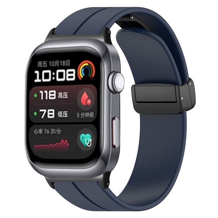 For Huawei Watch D2 Magnetic Folding Buckle Silicone Watch Strap Replacement Wristband - Midnight Blue