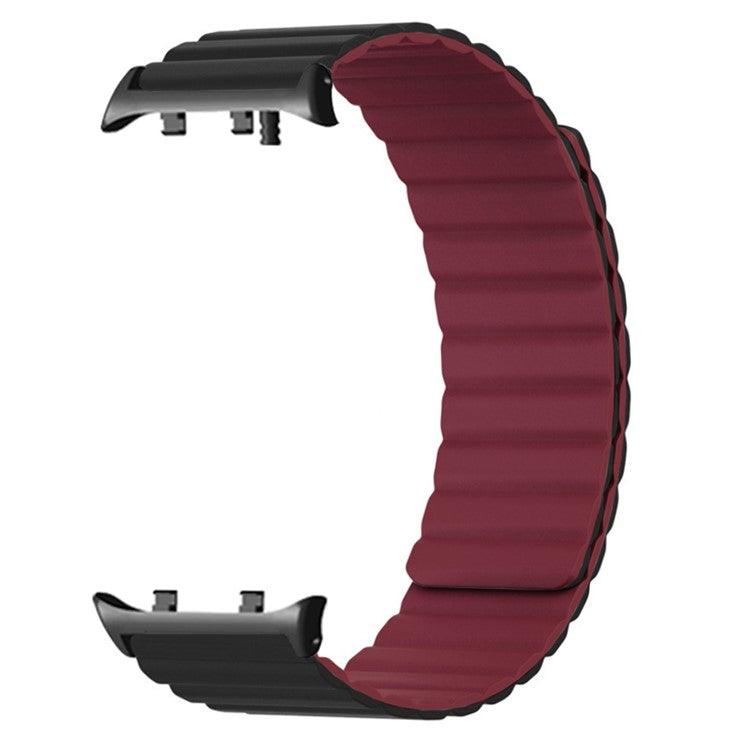 For Huawei Watch D2 Silicone Watch Band Magnetic Replacement Strap - Black  /  Wine Red