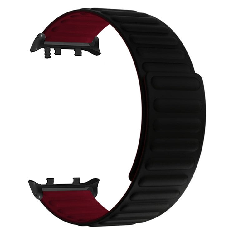 For Huawei Watch D2 Silicone Watch Band Magnetic Replacement Strap - Black  /  Wine Red
