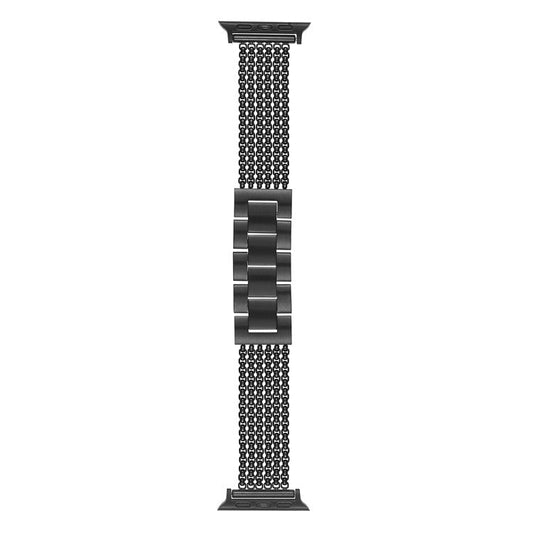 Metal Strap For Apple Watch Series 10 Ultra 9 8 7 SE 6 5 4 3 2 1 46mm 49mm 45mm 44mm 42mm , 6-Link Chain Stainless Steel Watch Band - Black