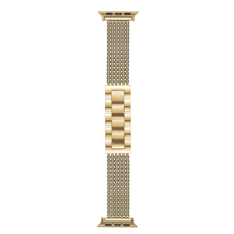 Metal Strap For Apple Watch Series 10 Ultra 9 8 7 SE 6 5 4 3 2 1 46mm 49mm 45mm 44mm 42mm , 6-Link Chain Stainless Steel Watch Band - Gold