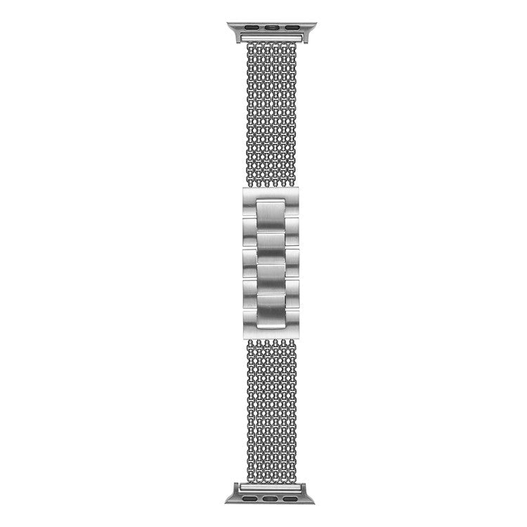 Metal Strap For Apple Watch Series 10 Ultra 9 8 7 SE 6 5 4 3 2 1 46mm 49mm 45mm 44mm 42mm , 6-Link Chain Stainless Steel Watch Band - Silver