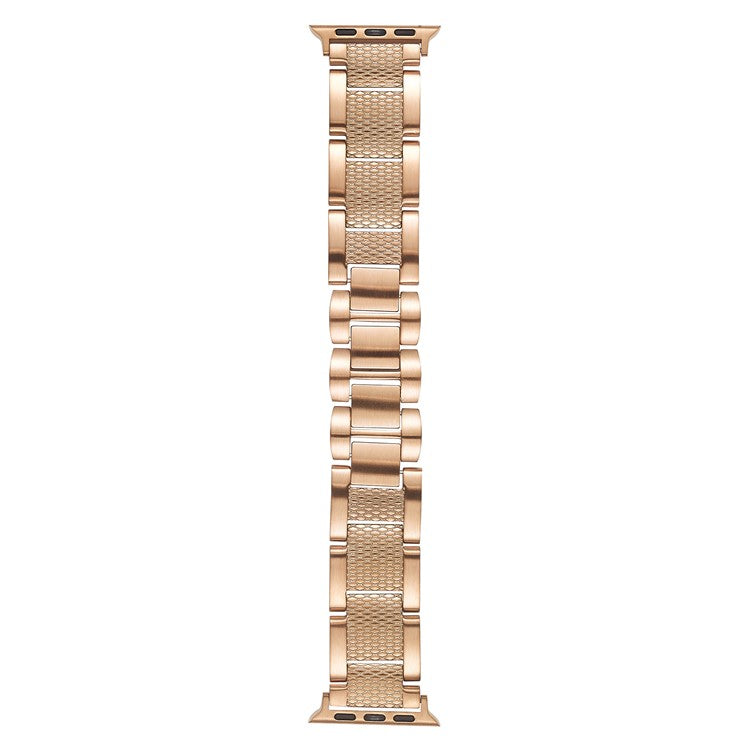 3-Bead Watch Strap for Apple Watch Series 10 Ultra 9 8 7 SE 6 5 4 3 2 1 46mm 49mm 45mm 44mm 42mm Stainless Steel Wrist Band - Rose Gold