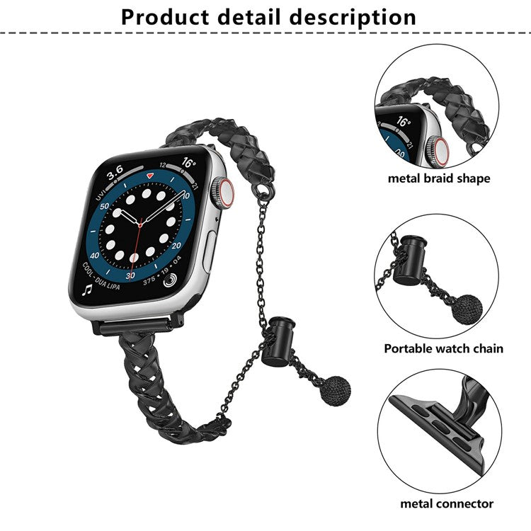 KALEBOL X-Shape Watch Band for Apple Watch Series 10 9 8 7 SE 6 5 4 3 2 1 42mm 41mm 40mm 38mm Zinc Alloy Glossy Strap - Rose Gold
