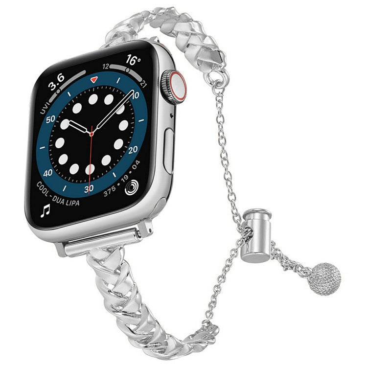 KALEBOL X-Shape Watch Band for Apple Watch Series 10 9 8 7 SE 6 5 4 3 2 1 42mm 41mm 40mm 38mm Zinc Alloy Glossy Strap - Silver