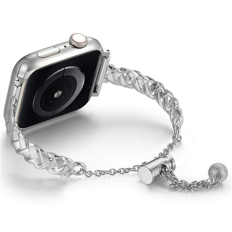 KALEBOL X-Shape Watch Band for Apple Watch Series 10 9 8 7 SE 6 5 4 3 2 1 42mm 41mm 40mm 38mm Zinc Alloy Glossy Strap - Silver