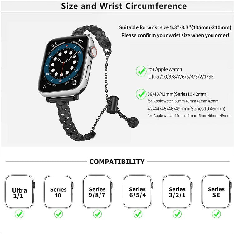 KALEBOL X-Shape Watch Band for Apple Watch Series 10 9 8 7 SE 6 5 4 3 2 1 42mm 41mm 40mm 38mm Zinc Alloy Glossy Strap - Silver