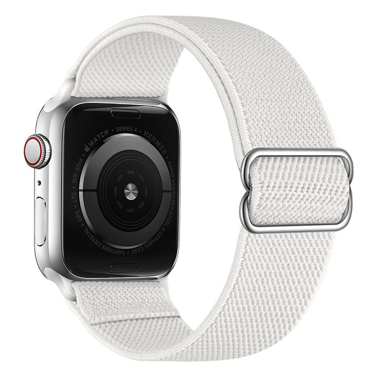 Adjustable Woven Polyester Watchband Wrist Strap Replacement for Apple Watch Series 10  9 8 7 SE 6 5 4  3 2 1 42mm 41mm 40mm 38mm  -  White