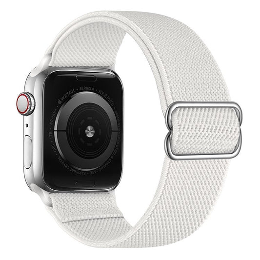 Adjustable Woven Polyester Watchband Wrist Strap Replacement for Apple Watch Series 10  9 8 7 SE 6 5 4  3 2 1 42mm 41mm 40mm 38mm  -  White