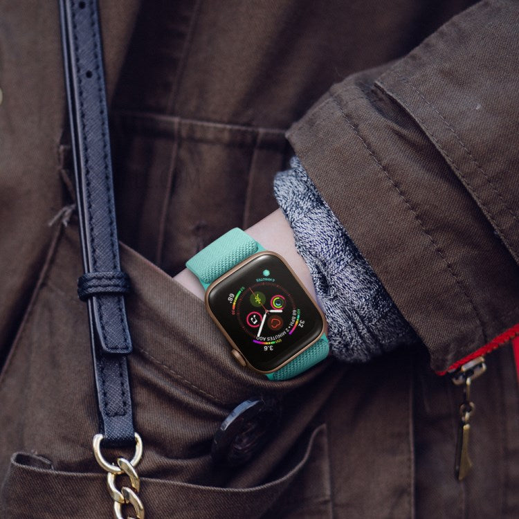 Adjustable Woven Polyester Watchband Wrist Strap Replacement for Apple Watch Series 10  9 8 7 SE 6 5 4  3 2 1 42mm 41mm 40mm 38mm  -  Light Green