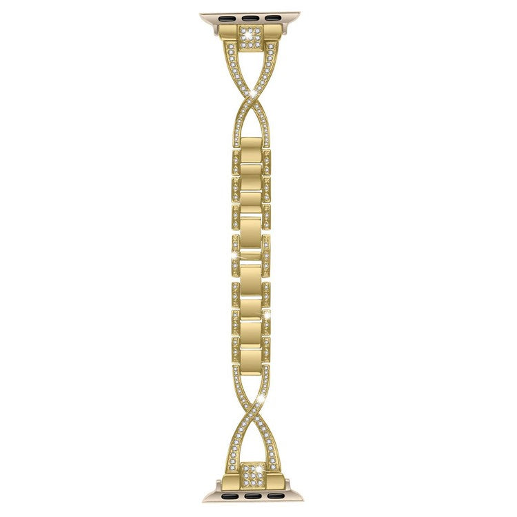 KALEBOL Cross Watch Band for Apple Watch Series 10 9 8 7 SE 6 5 4 3 2 1 42mm 41mm 40mm 38mm Rhinestone Zinc Alloy Wrist Strap - Gold