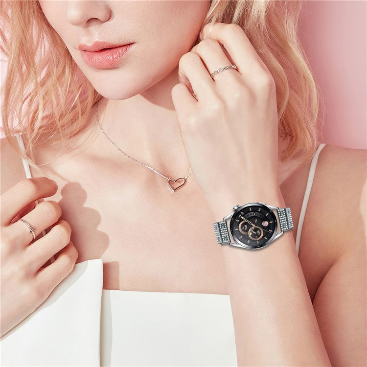 For Huami Amazfit Bip 5 Watch Band Alloy Metal Rhinestones Decor Watch Strap with Butterfly Clasp - Titanium